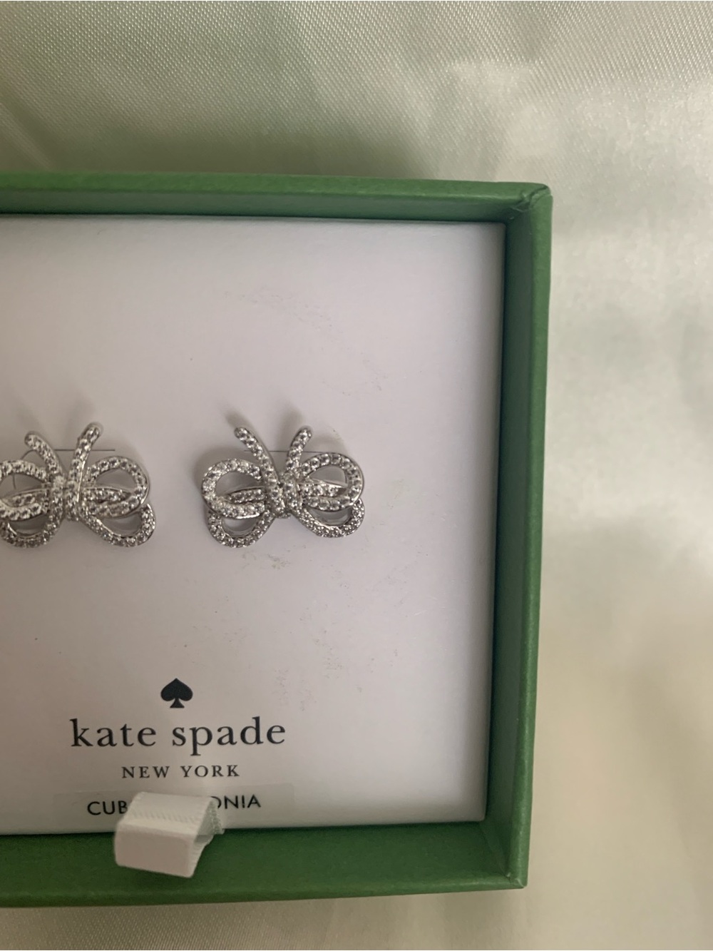 Kate Spade Kids Silver Butterfly Cubic Zirconia Stud Earrings - Picture 2 of 5